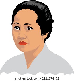 Colored R. A. Kartini illustration vector image suitable for editors or design Kartini day greeting cards and