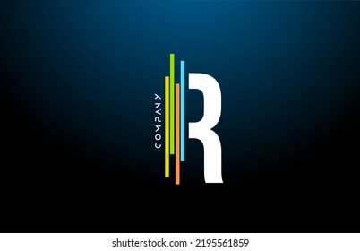 colored R alphabet letter logo icon design with line. Creative template for company  and business