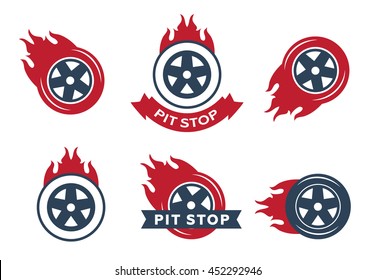 Colored racing tires vector emblems eps 10