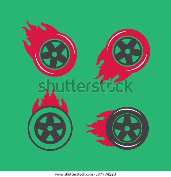Colored\
racing tires vector emblems. racing tires\
vector