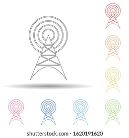 Colored radio antenna in multi color style icon. Simple thin line, outline vector of web icons for ui and ux, website or mobile application