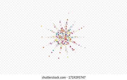 Colored Rain Vector Transparent Background. Rainbow Decoration Splash Pattern. Celebrate Invitation. Hologram Effect Texture.