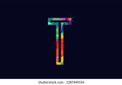 colored rainbow alphabet letter T logo design suitable for a company or business