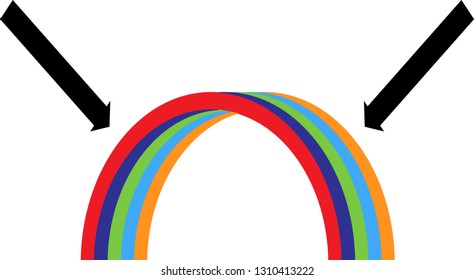colored rainbow and arrows on white background
