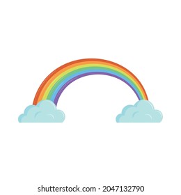 colored rainbow and clouds icon isolated