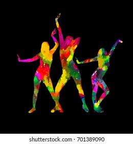 colored rainbow dancing girl. Vector