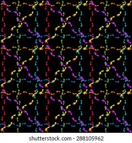 Colored rainbow footsteps on a black background