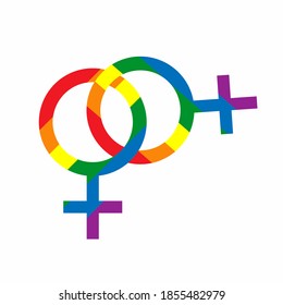 Colored rainbow lesbian symbol on a white background. Vector illustration.