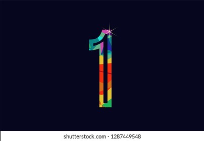 colored rainbow number 1 one logo design suitable for a company or business