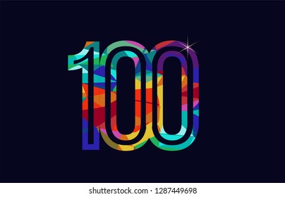 colored rainbow number 100 logo design suitable for a company or business