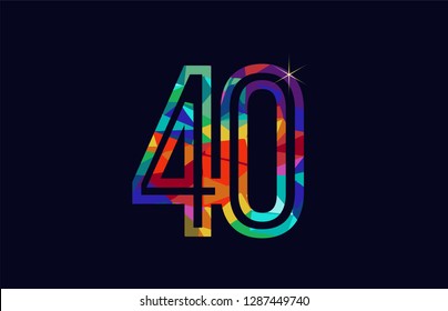 colored rainbow number 40 logo design suitable for a company or business