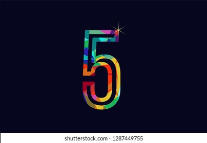 colored rainbow number 5 logo design suitable for a company or business