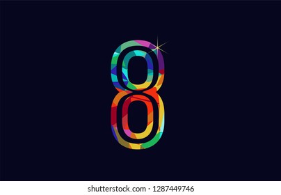 colored rainbow number 8 logo design suitable for a company or business