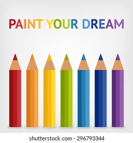 colored rainbow pencils background - vector illustration. eps 10