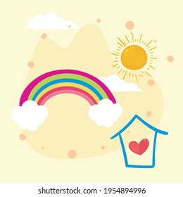 farbige Regenbogensonne und Herz