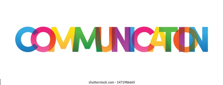 Colored rainbow text. The word Communication. 
Vector banner. Corporate concept. Gradient Text