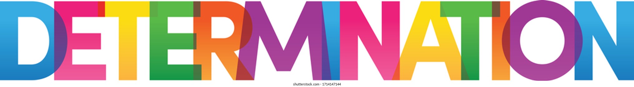 Colored rainbow text. The word Determination. Vector banner. Corporate concept. Gradient Text. Transparency Letters