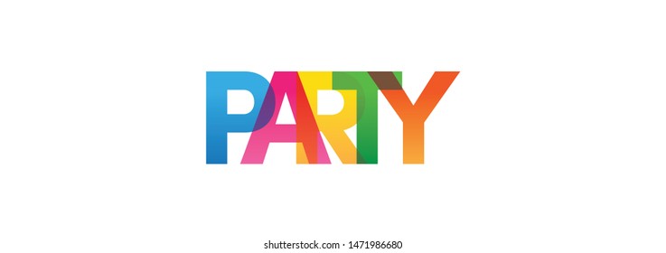 Colored rainbow text. The word Party. 
Vector banner. Corporate concept. Gradient Text