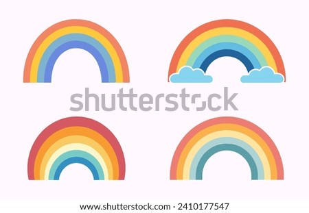 Colored rainbows vector illustration Set, Colourful boho rainbow icon bundle