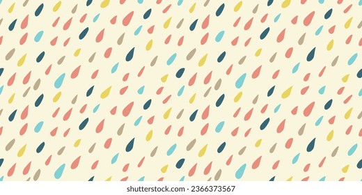 Colored raindrops. Vector raindrops, seamless pattern of raindrops.