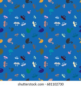 Colored random seamless pattern with birds swan.