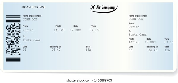 Colored Realistic Boarding Pass Ticket Unreal Stock Vector (Royalty ...