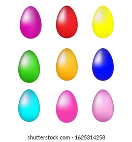 colored realistic easter eggs isolate