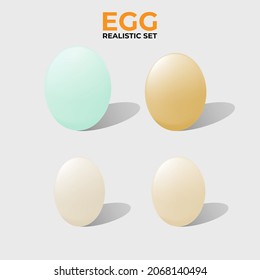 Colored realistic eggs icon set with eggs of ostrich hen goose duck guinea fowl quail vector illustration