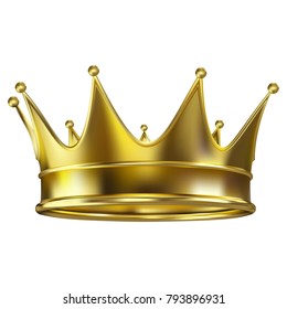 Colored realistic royal crown of gold. Royal gold crown shining realistic images set on white background closeup isolated vector illustration