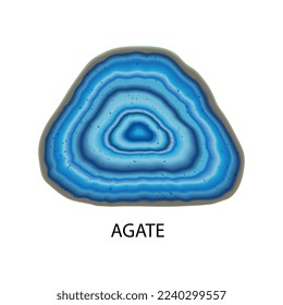 Colored and realistic stone mineral composition with isolated image and text caption vector illustration