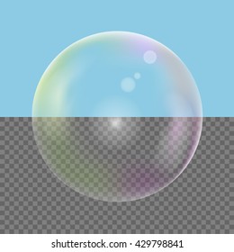 Colored Realistic transparent Soap bubble. Vector illustration