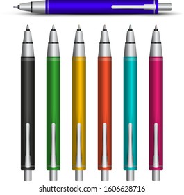 Colored realistic vector button pens. Any color you like.