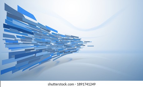 Colored rectangle pieces in directed motion, vector.