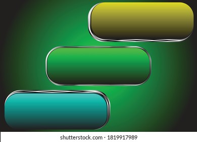 Colored rectangular buttons on a green gradient background.