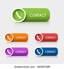 Colored rectangular web buttons contact