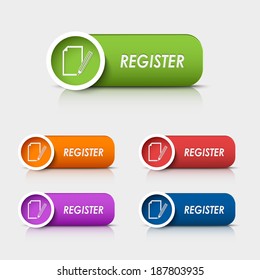 Colored rectangular web buttons register