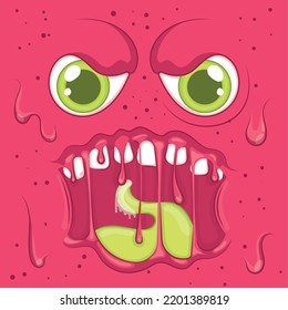 Colored red angry monster avatar background Vector