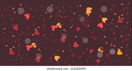 Colored red  hearts on a dark background. heart texture. heart background
