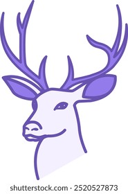 Farbiges Rentier-Symbol. Vektorsymbol. Wildes Tier. Weihnachts- und Feiertagskonzept