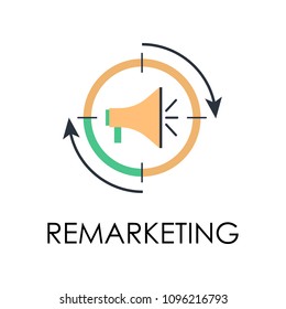 colored remarketing illustration. Element of marketing and business flat for mobile concept and web apps. Isolated remarketing flat can be used for web and mobile on white background