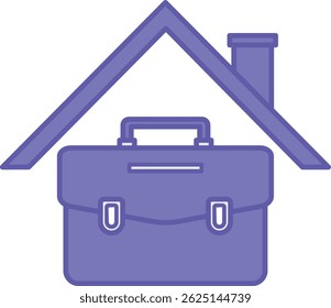 Colored Remote Work Icons. Vector Illustration. Home and Work Briefcase. Freelance, Work from Home. Work and Office Concept