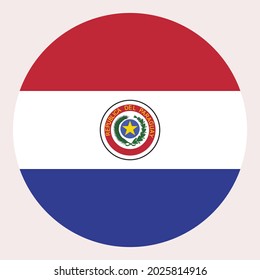 Colored Republic of Paraguay flag. Vector illustration of circle Republic of Paraguay flag