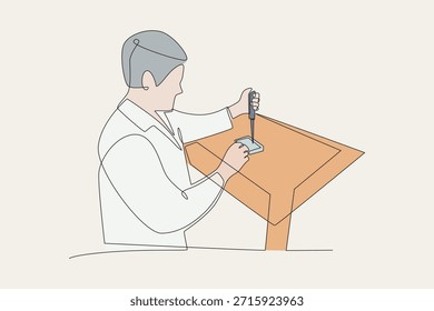 Investigadores de color están analizando muestras de ADN. Concepto de análisis de ADN dibujo de una línea