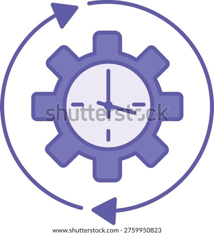 Colored Restore Icon. Vector Icon. Gear, Clock, and Rotating Hands. Restore to Original Condition. Repair and Service Concept