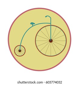 Colored retro bicycle in the yellow circle