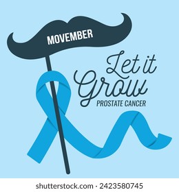 Colored retro movember poster with a mustache Vector illustration