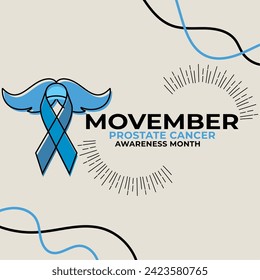 Colored retro movember poster with a mustache Vector illustration