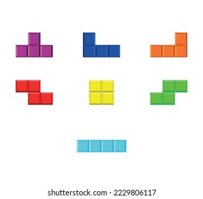 bloques de videojuegos retro de color sobre fondo blanco