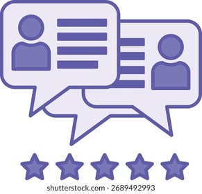 Colored Reviews Icon. Vector Illustration. Speech Bubbles, Comments from Followers. Rating, Analysis, and Description of Content on Social Media. Feedback Concept