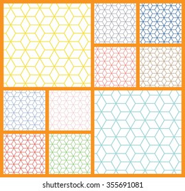 Colored rhombs cell on a white background. Vector seamless abstract pattern.